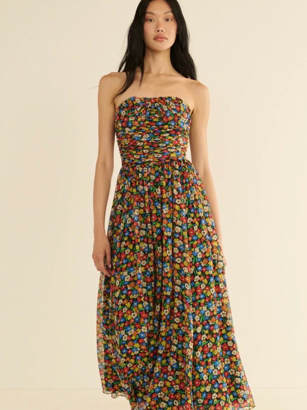 Doen Marguerite Strapless Dress in Begonia Blossom